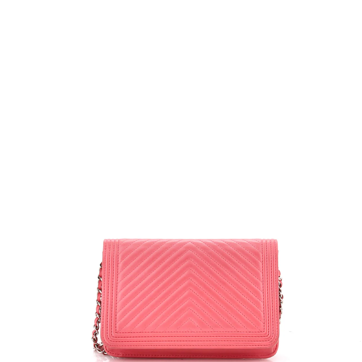 Boy Wallet on Chain Chevron Calfskin - Deep Luxury
