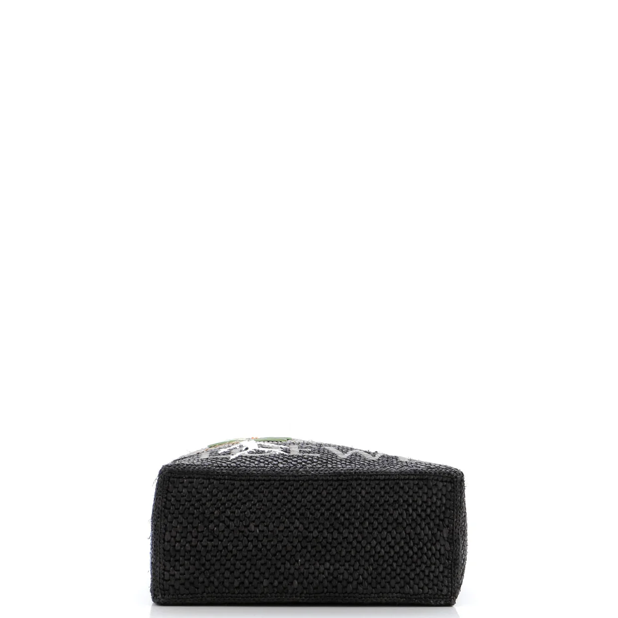 Embroidered Logo Convertible Tote Raffia Small - Deep Luxury