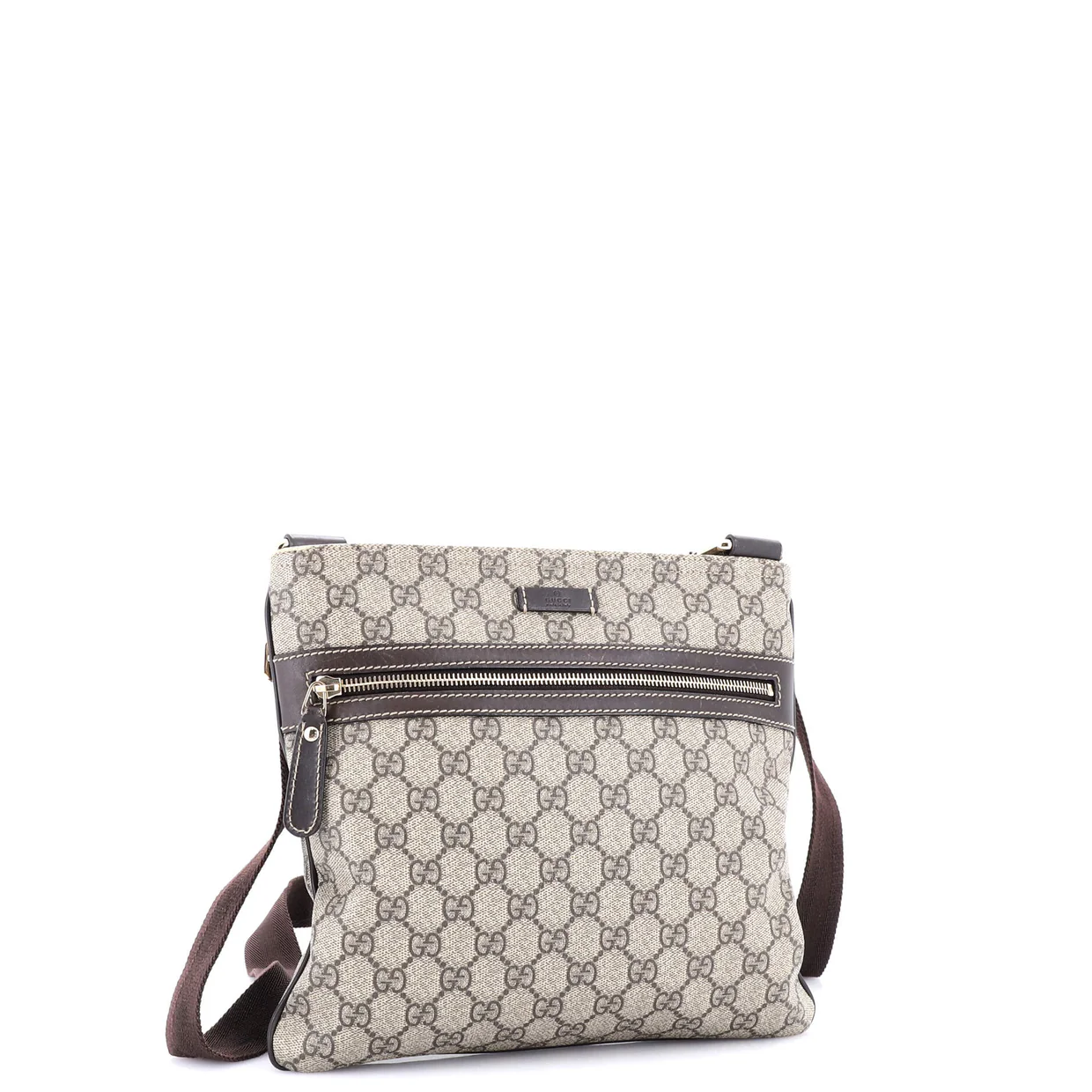 Flat Messenger Bag GG Coated Canvas Medium - Deep Luxury