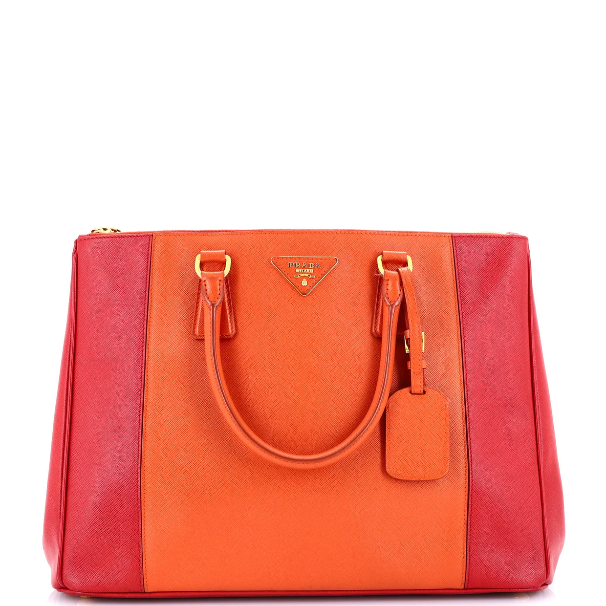 Bicolor Double Zip Lux Tote Saffiano Leather Medium - Deep Luxury