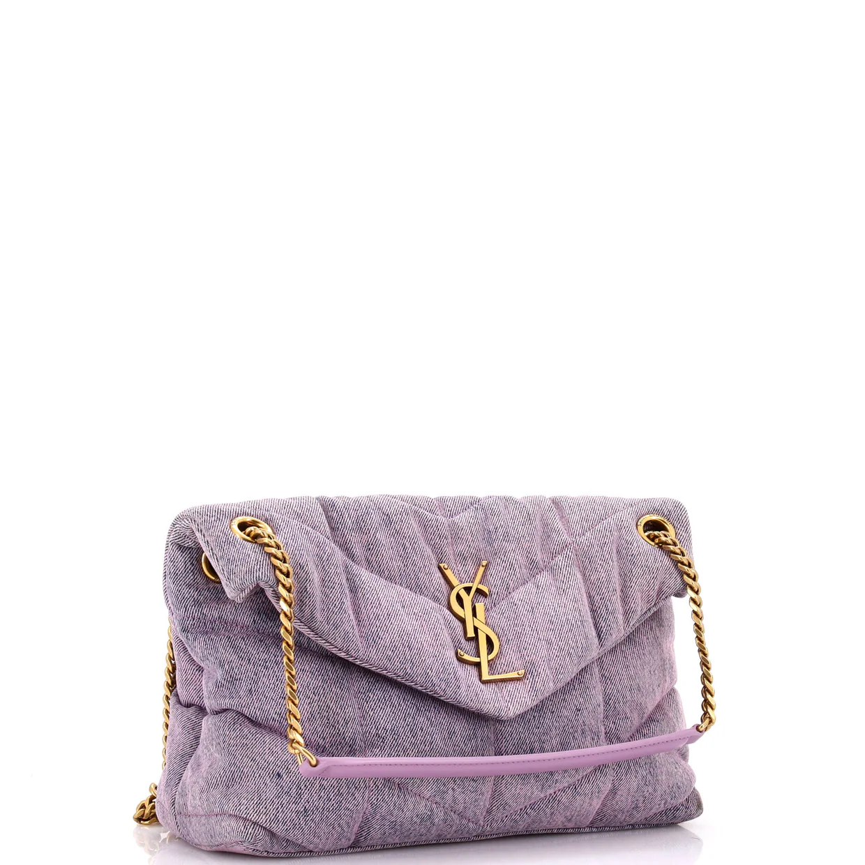 Loulou Puffer Shoulder Bag Quilted Vintage Denim Small - Deep Luxury