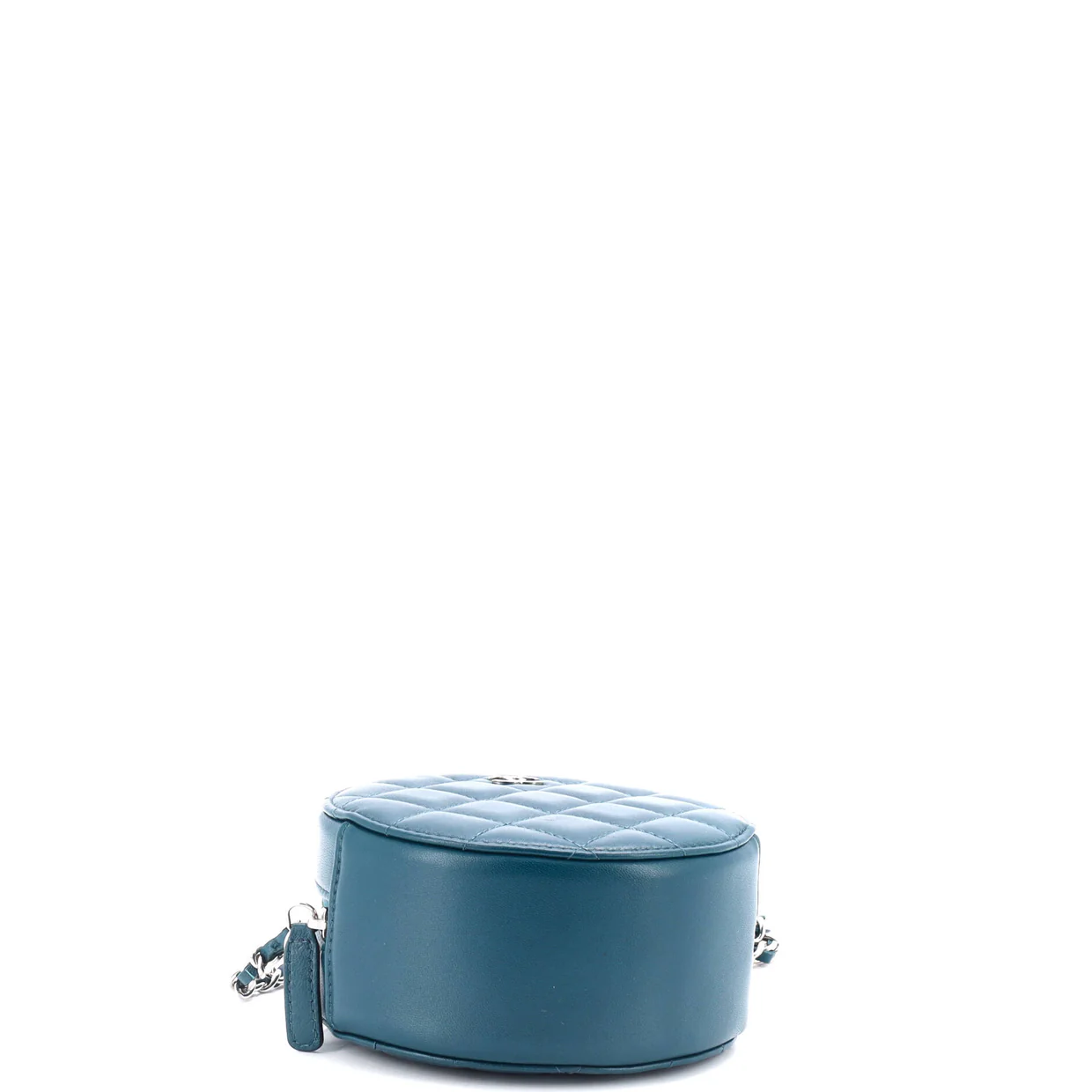 Round Clutch with Chain Quilted Lambskin Mini - Deep Luxury