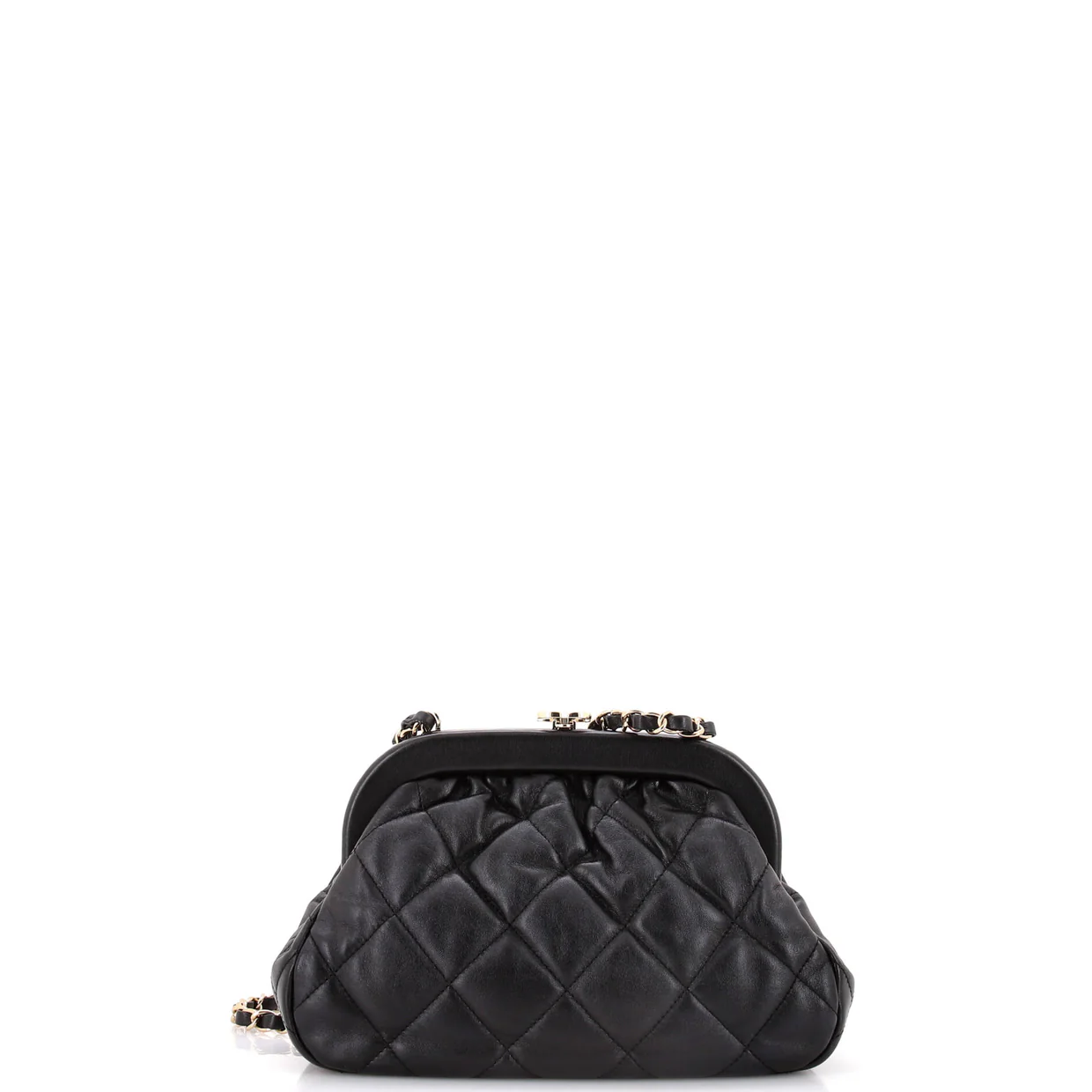 Kiss Lock Frame Shoulder Bag Quilt Lambskin Small - Deep Luxury