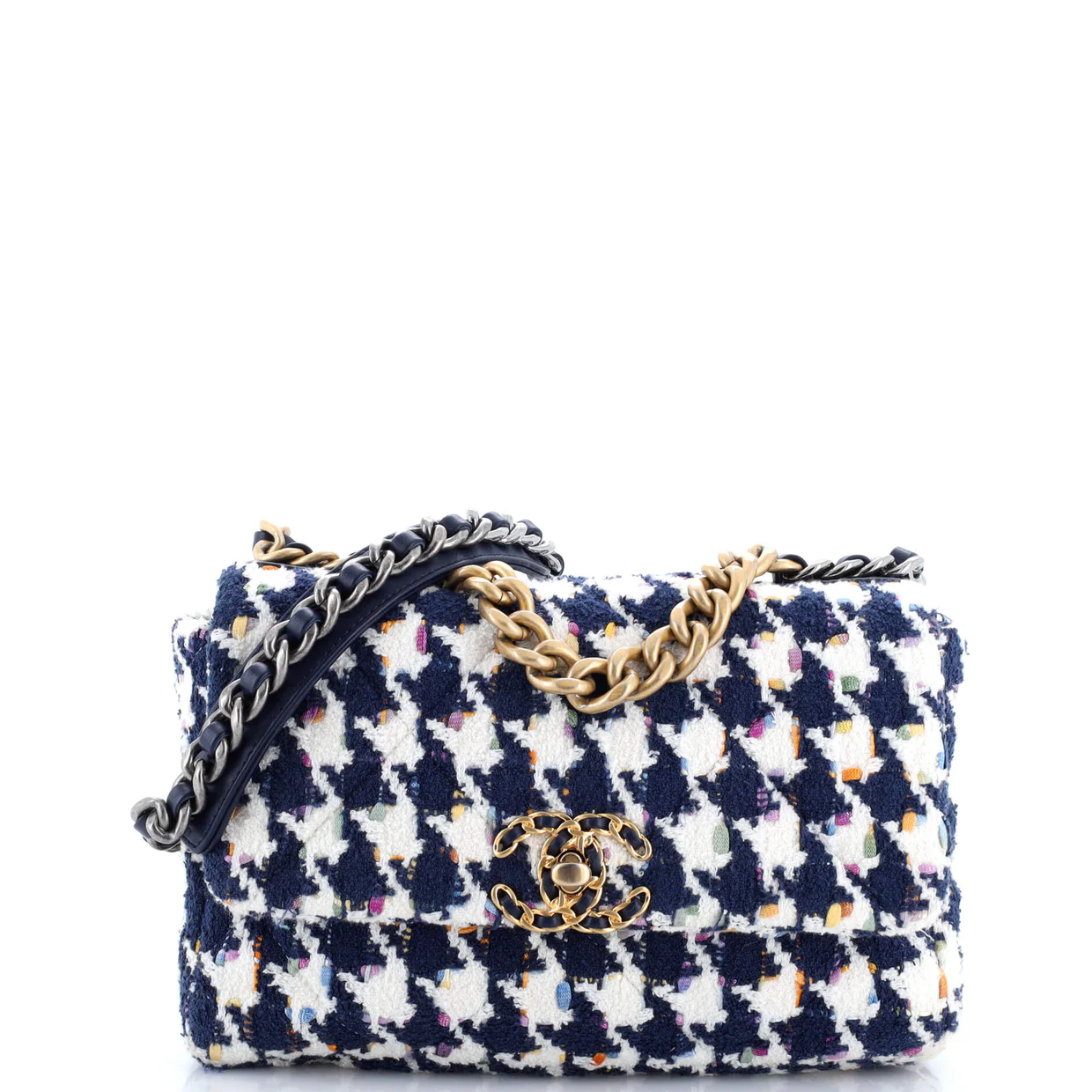 19 Flap Bag Quilted Tweed Medium - Deep Luxury