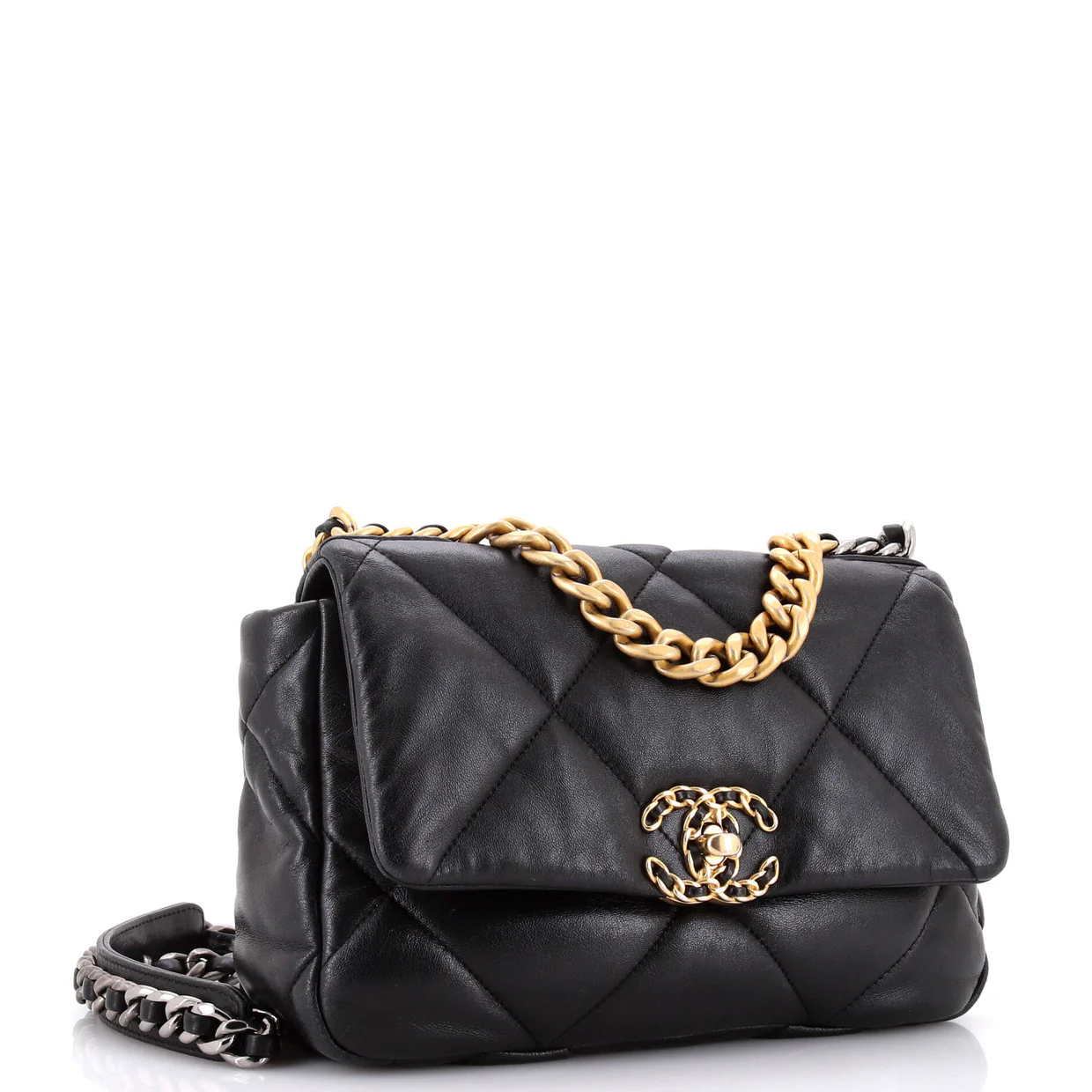 19 Flap Bag Quilted Leather Medium - Deep Luxury
