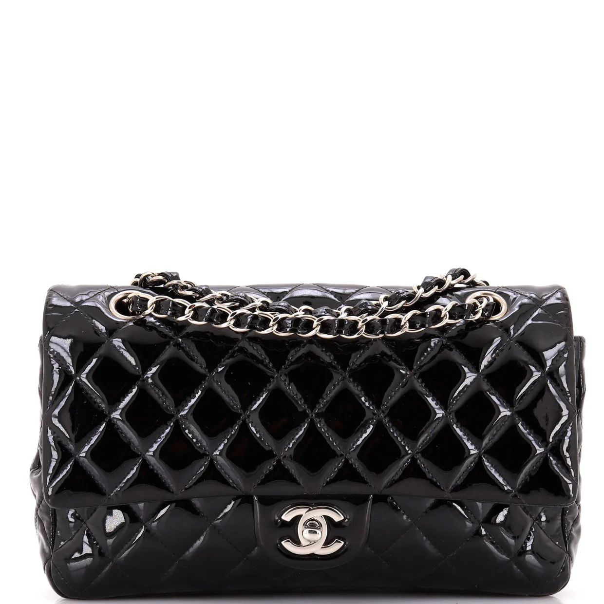 Classic Double Flap Bag Quilted Patent Medium - Deep Luxury