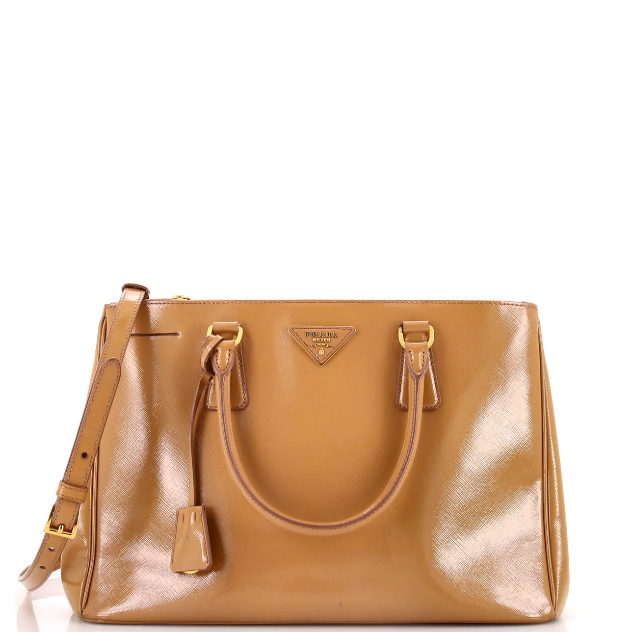 Double Zip Lux Tote Vernice Saffiano Leather Medium - Deep Luxury