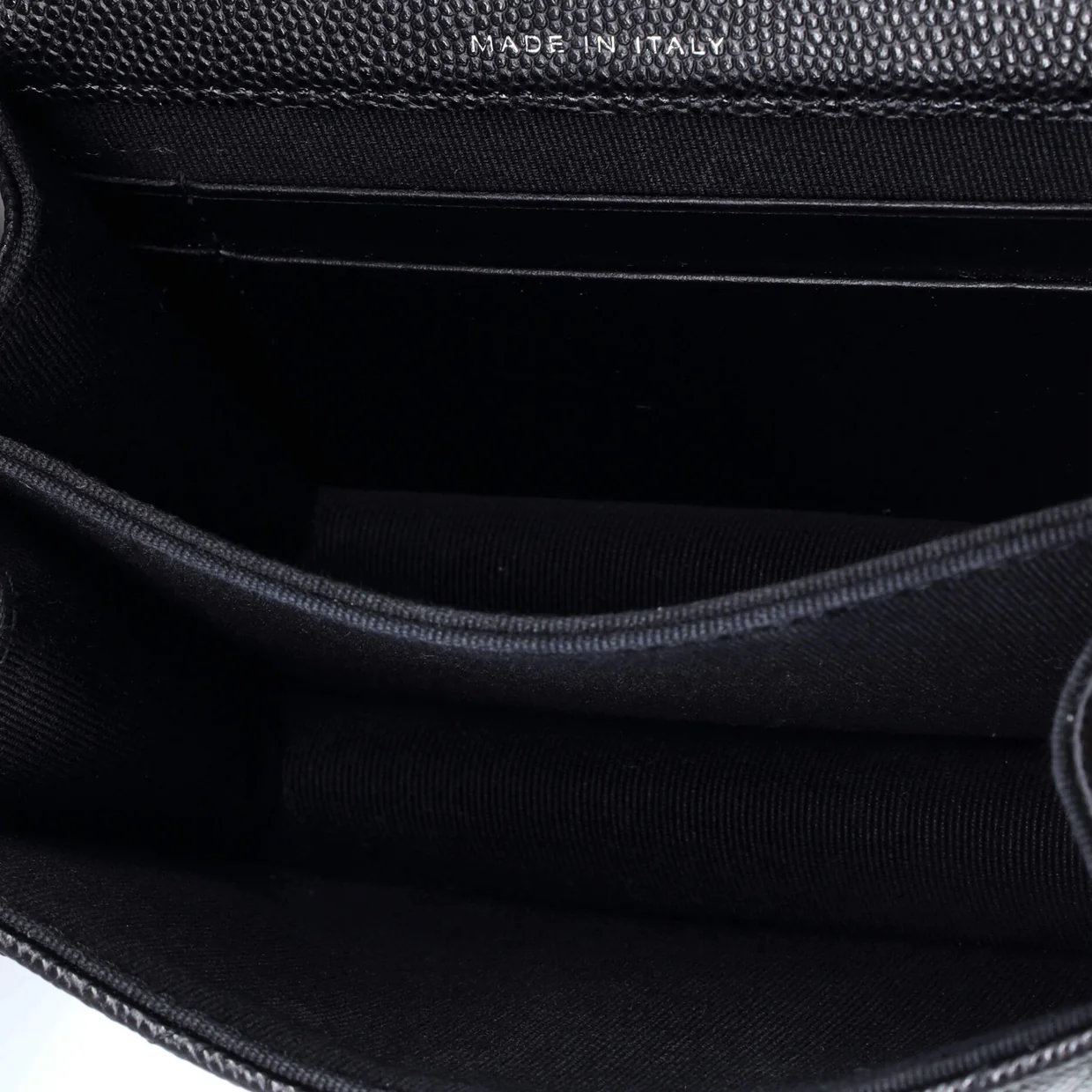 Coco Enamel Top Handle Flap Clutch with Chain Quilted Caviar - Deep Luxury