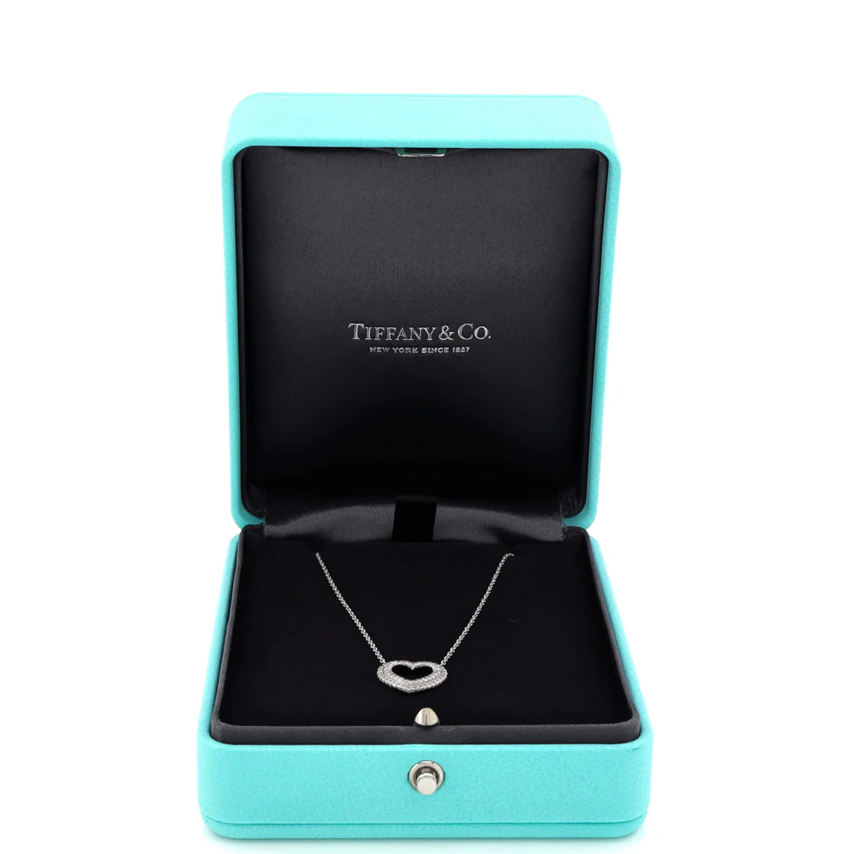 Metro Double Row Heart Pendant Necklace Platinum and Diamonds - Deep Luxury
