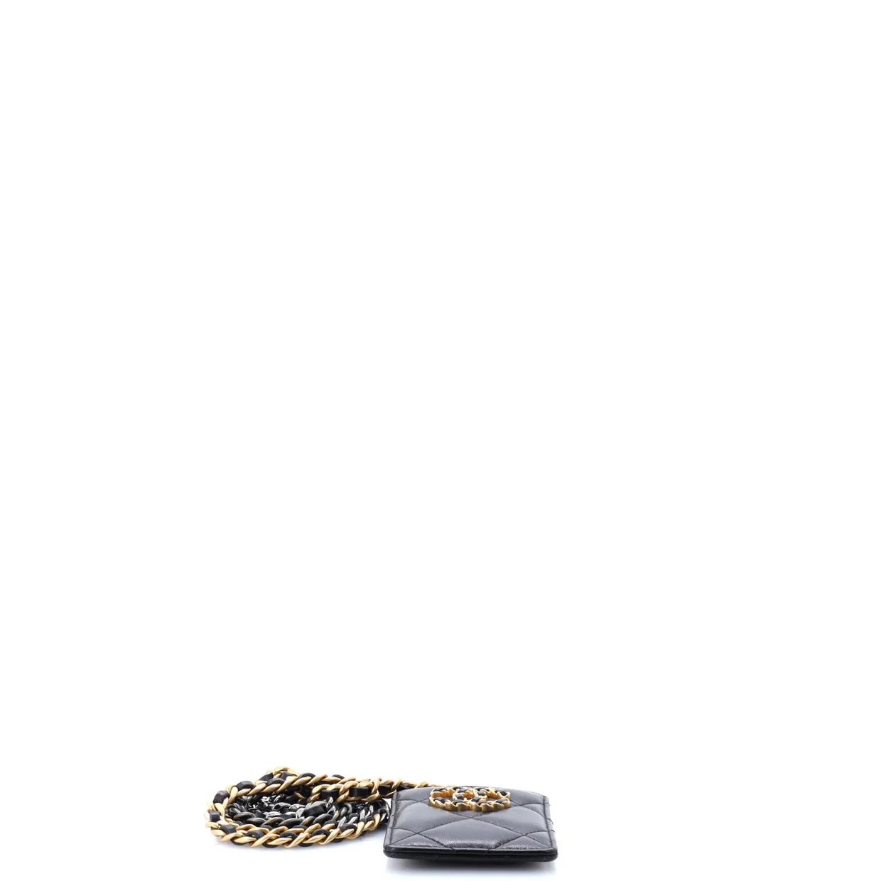 19 ID Card Holder on Chain Quilted Goatskin - Deep Luxury
