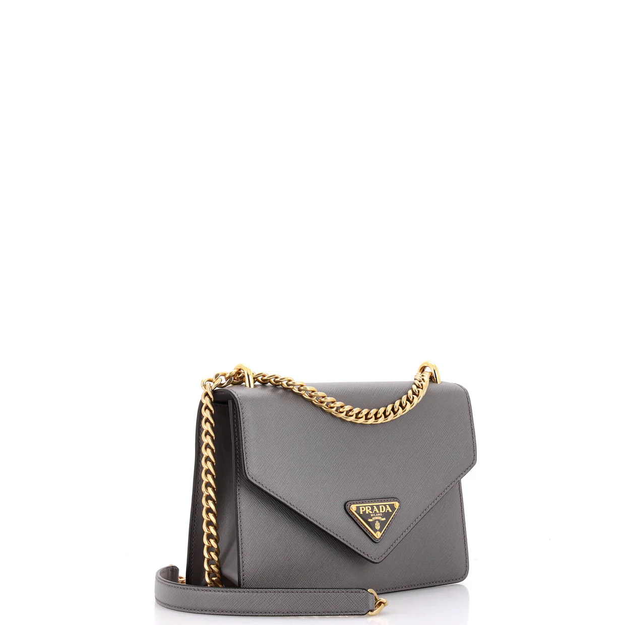 Envelope Flap Chain Shoulder bag Saffiano Leather Small - Deep Luxury