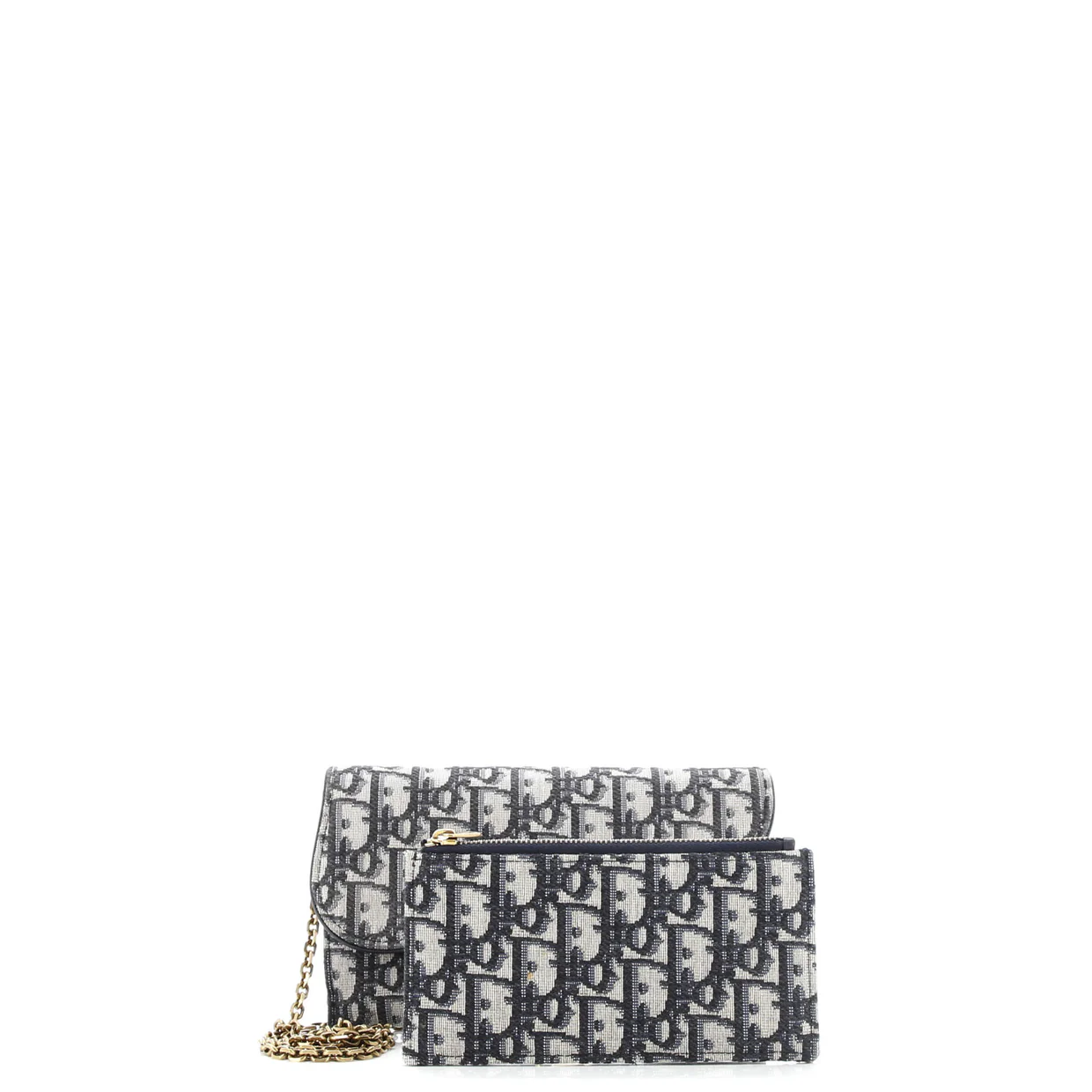 Saddle Chain Wallet Oblique Canvas - Deep Luxury