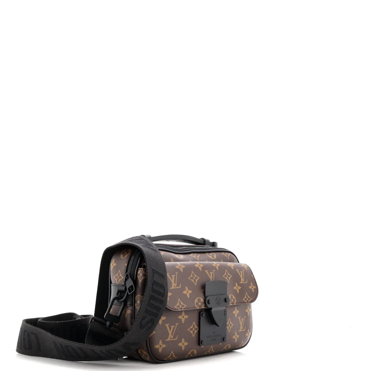 S Lock Messenger Bag Macassar Monogram Canvas - Deep Luxury