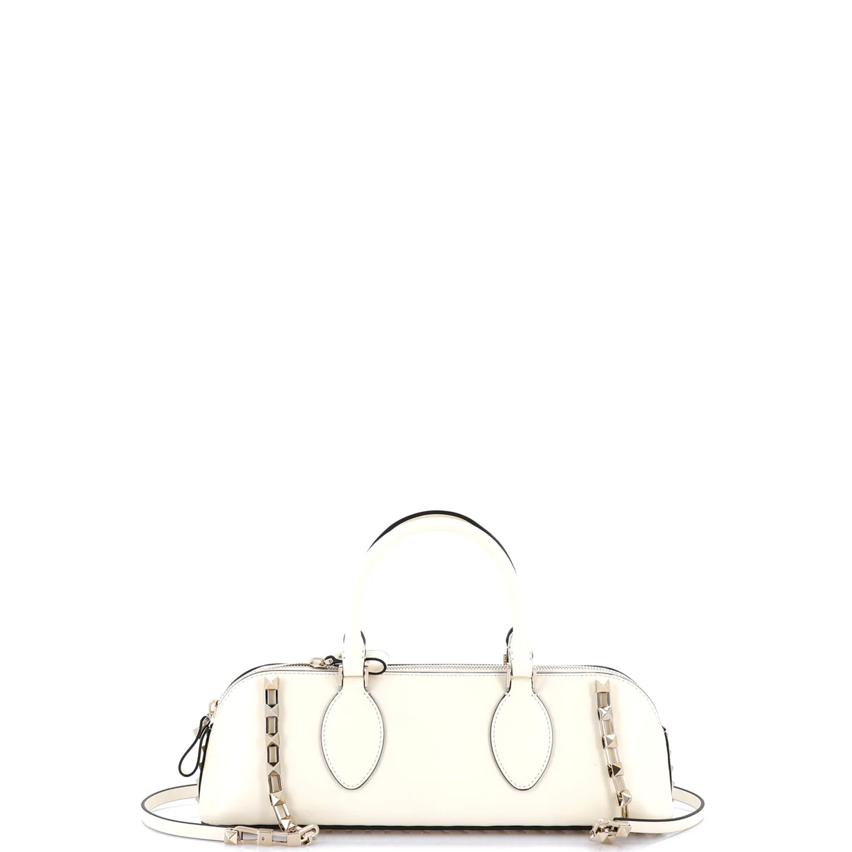 Rockstud Zip Up Top Handle Bag Leather East West - Deep Luxury