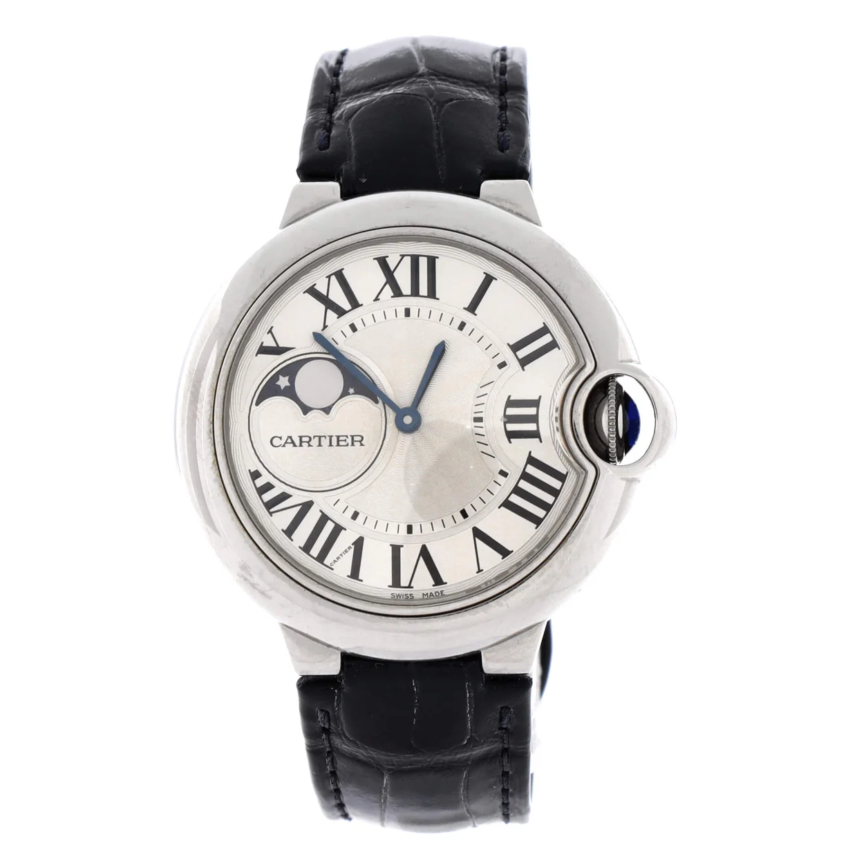 Ballon Bleu de Cartier Moonphase Automatic Watch Stainless Steel and Alligator 37 - Deep Luxury