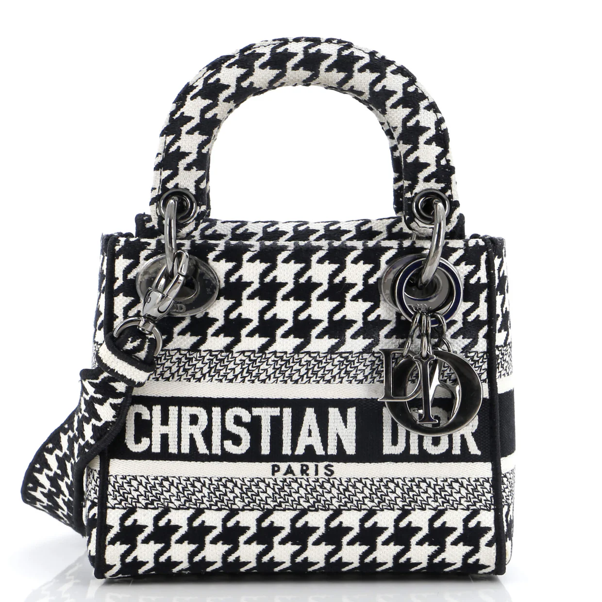 Lady D-Lite Bag Houndstooth Canvas Mini - Deep Luxury