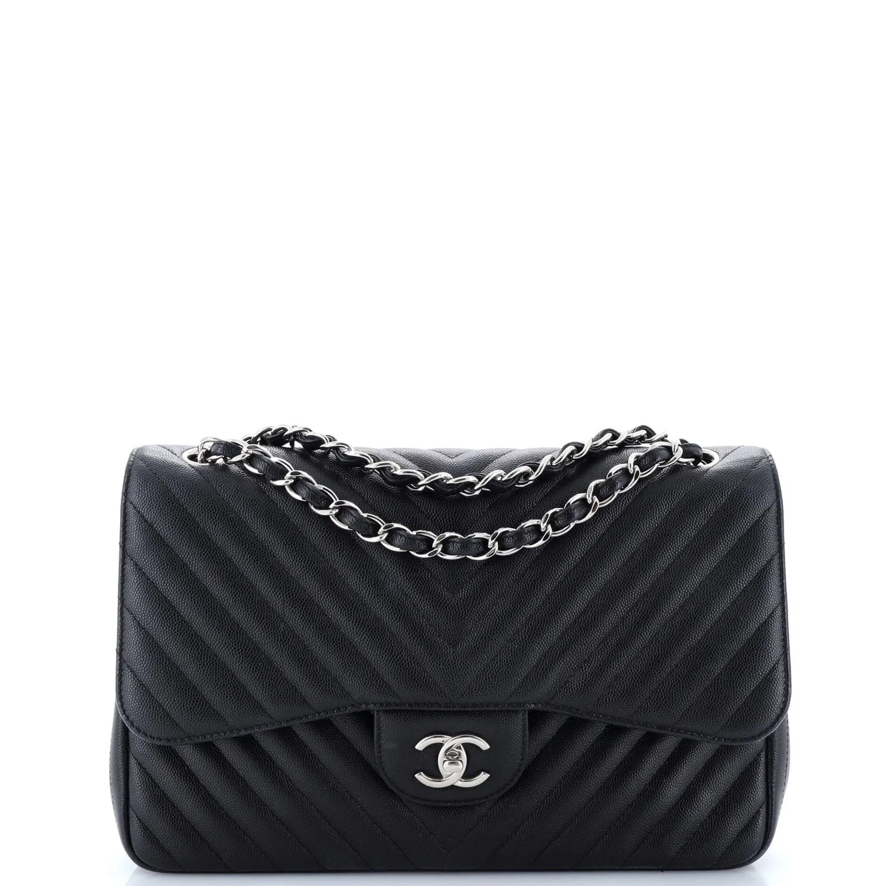 Classic Double Flap Bag Chevron Caviar Jumbo - Deep Luxury