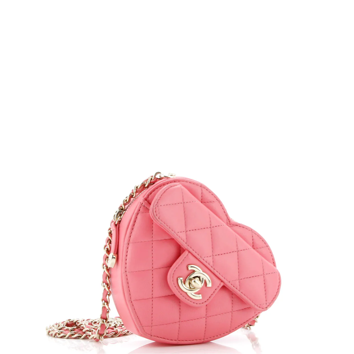 CC in Love Heart Clutch with Chain Quilted Lambskin - Deep Luxury