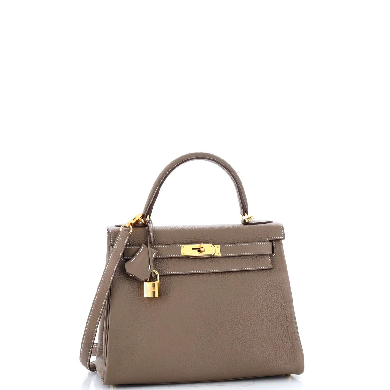 Kelly Handbag Grey Clemence with Gold Hardware 28 - Deep Luxury