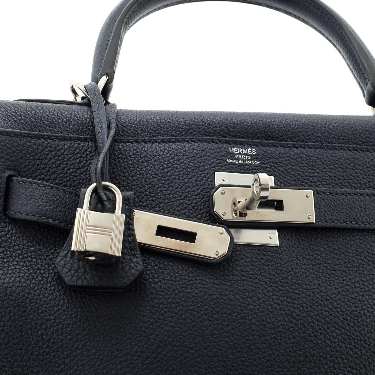 Kelly Handbag Bleu Nuit Togo with Palladium Hardware 28 - Deep Luxury