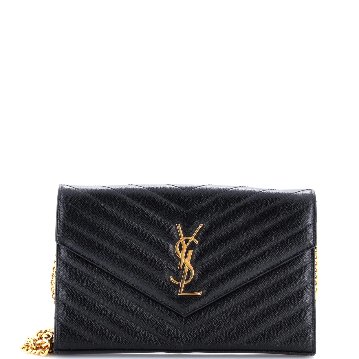 Classic Monogram Wallet on Chain Matelasse Chevron Leather Medium - Deep Luxury