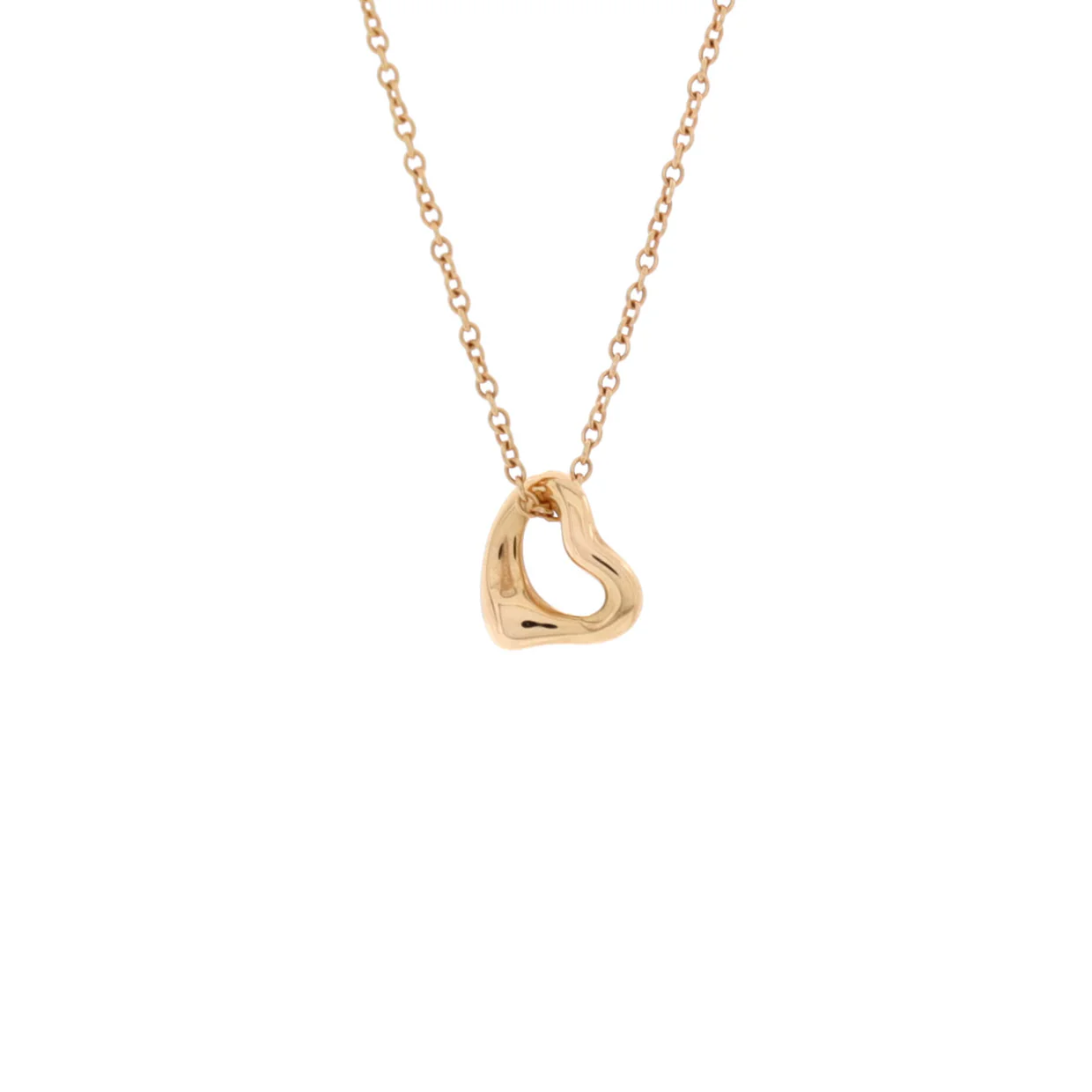 Elsa Peretti Open Heart Pendant Necklace 18K Rose Gold 7mm - Deep Luxury