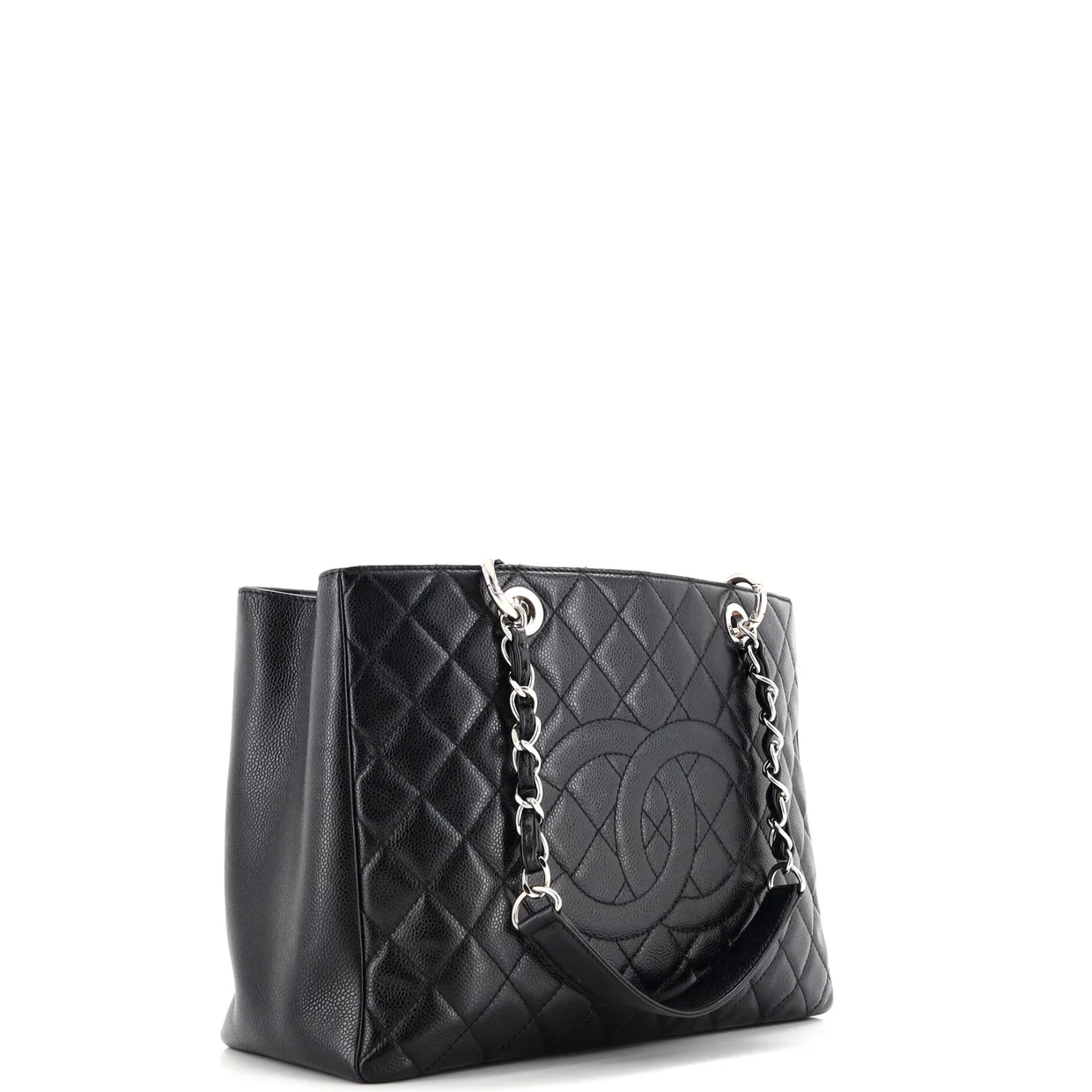 Grand Shopping Tote Quilted Caviar - Deep Luxury