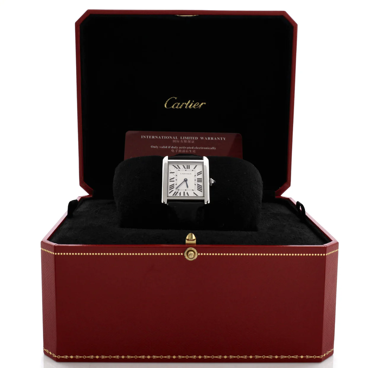 Tank Solo Quartz Watch Stainless Steel and Leather 27 - Deep Luxury