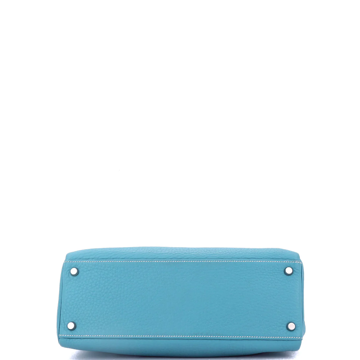 Kelly Handbag Bleu Jean Clemence with Palladium Hardware 32 - Deep Luxury