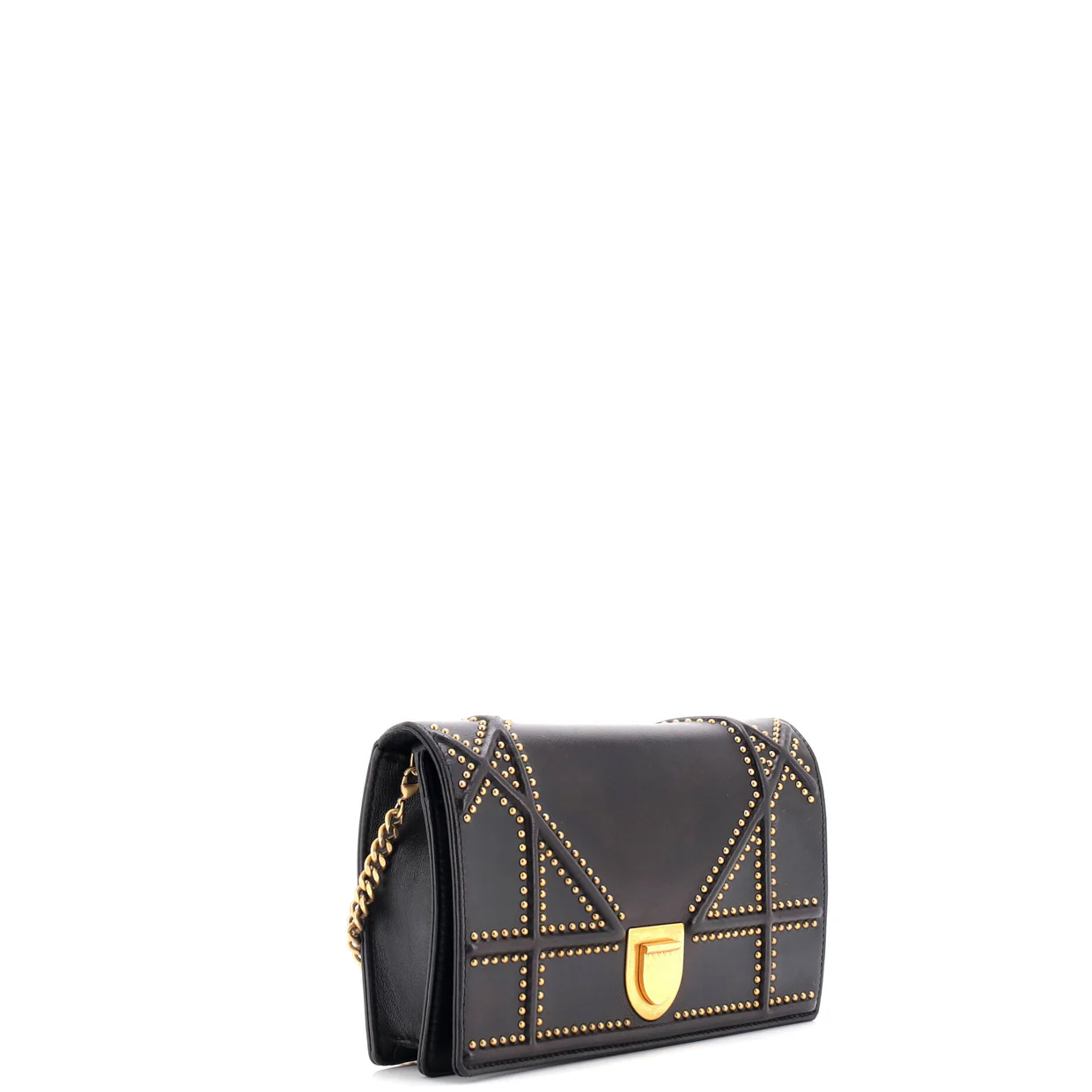 Diorama Wallet on Chain Studded Leather - Deep Luxury