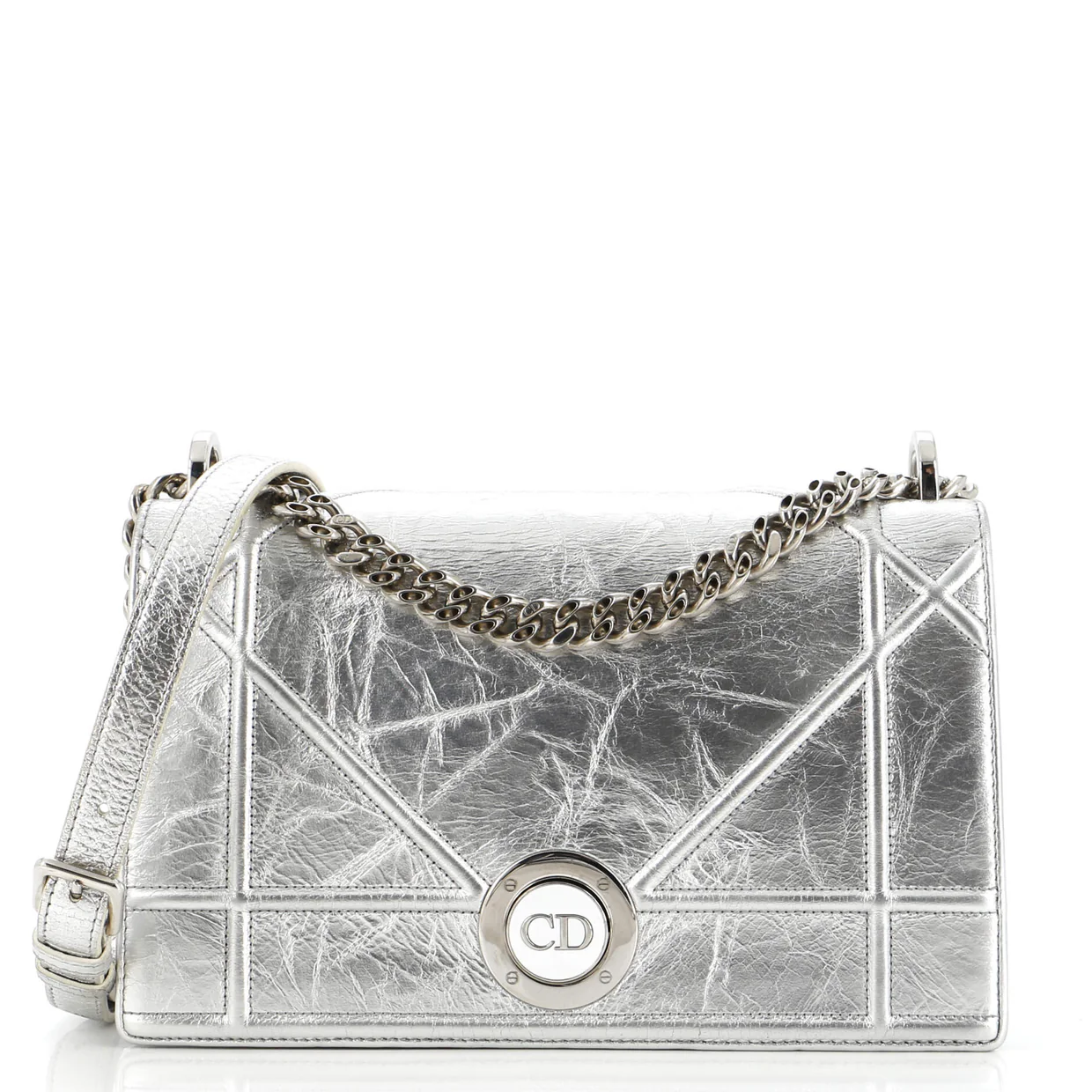 Diorama Clasp Flap Bag Crinkled Lambskin Small - Deep Luxury