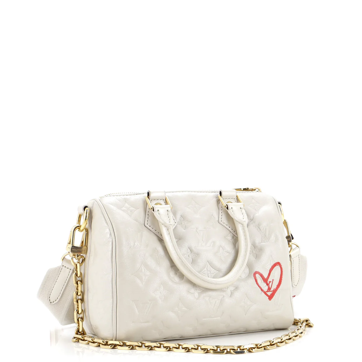 Speedy Bandouliere Bag Limited Edition Fall in Love Monogram Embossed Lambskin 22 - Deep Luxury