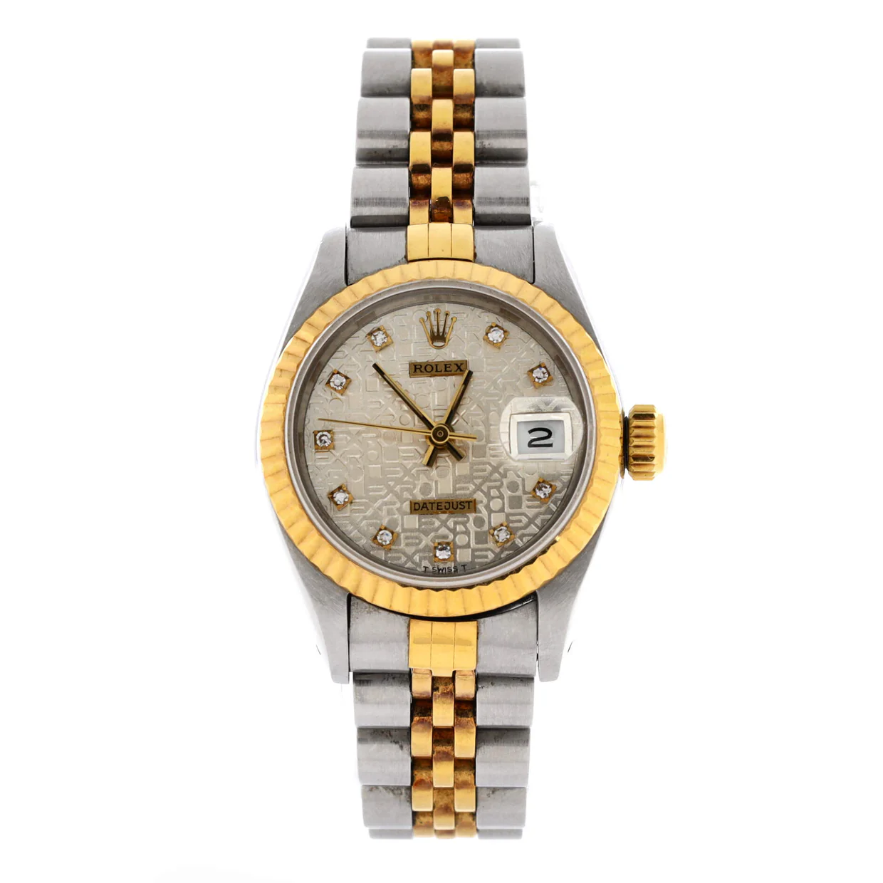 Oyster Perpetual Datejust Automatic Watch Stainless Steel and Yellow Gold with Diamond Markers 26 - Deep Luxury