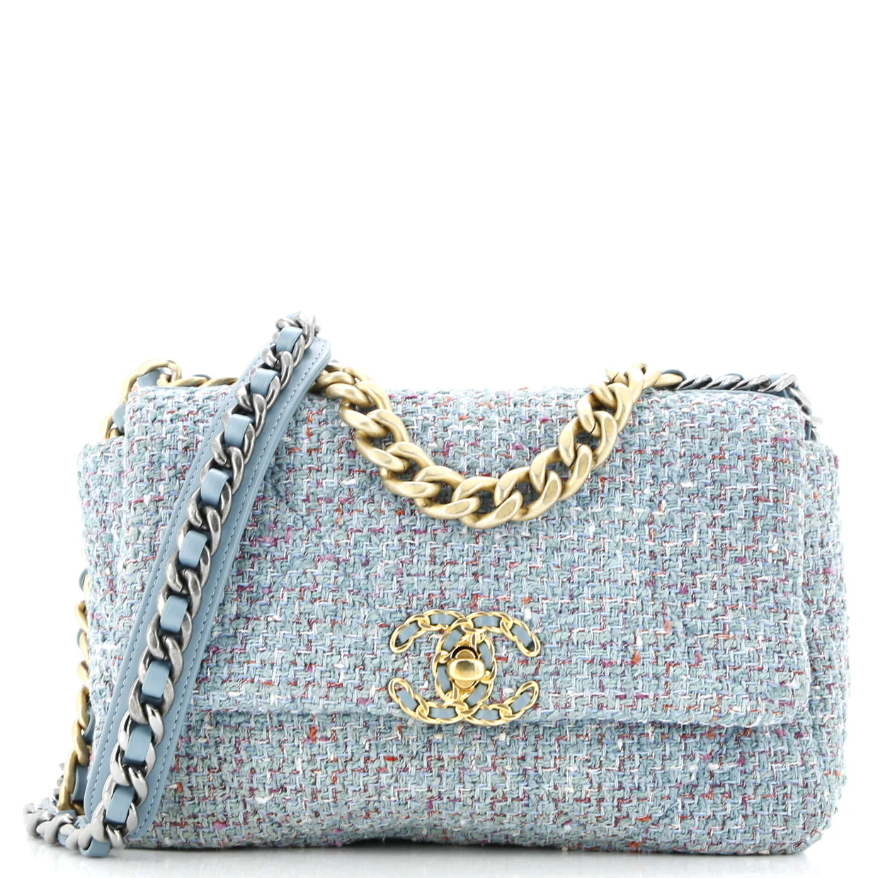 19 Flap Bag Quilted Tweed Medium - Deep Luxury