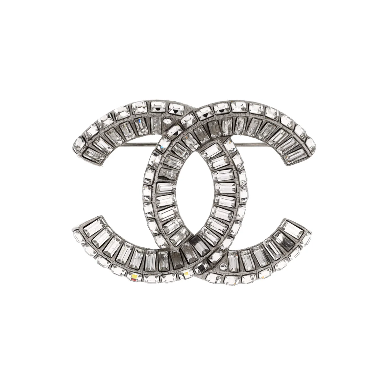 Baguette CC Brooch Metal with Crystals - Deep Luxury