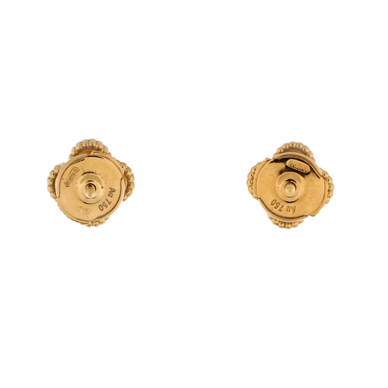 Sweet Alhambra Stud Earrings 18K Yellow Gold and Onyx - Deep Luxury
