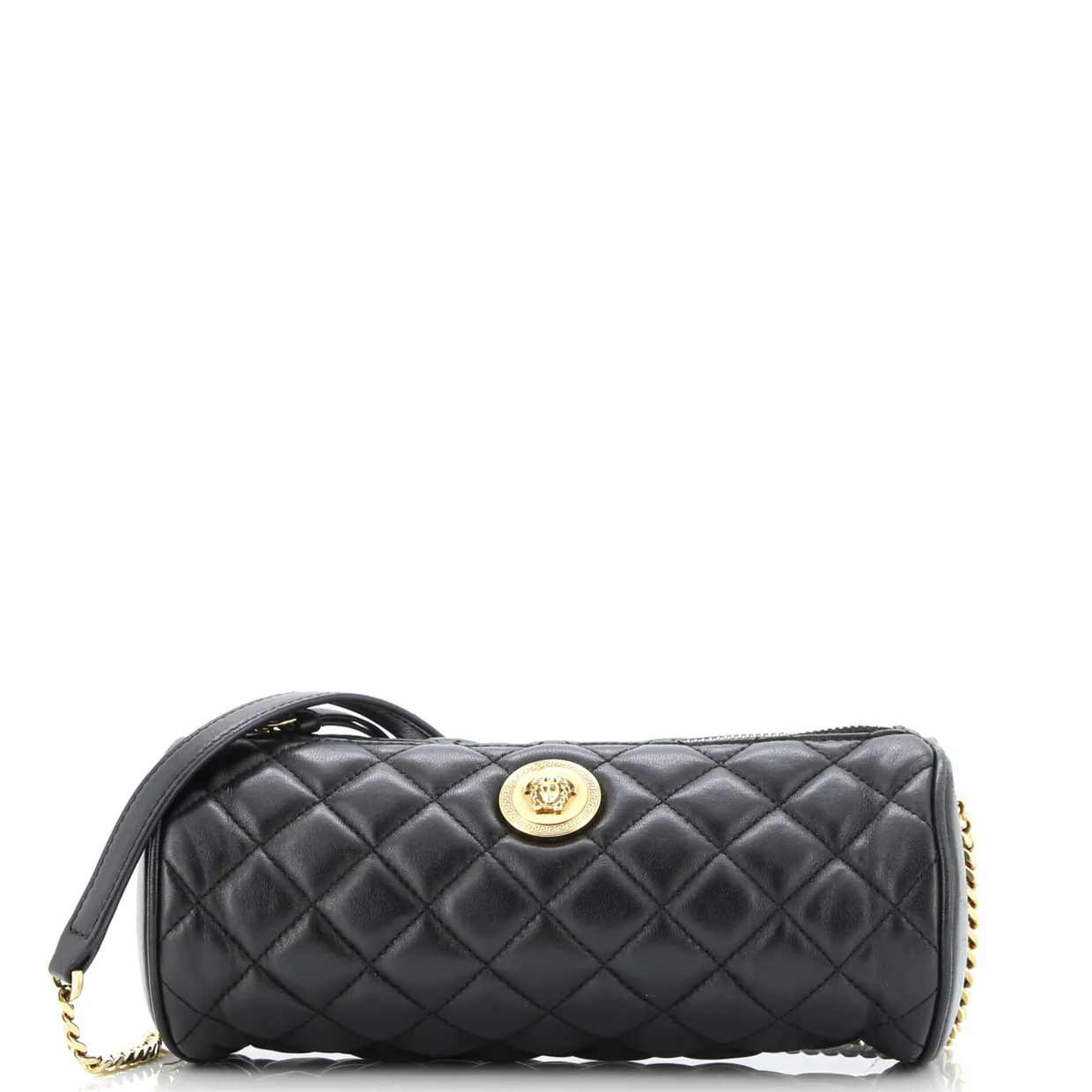 Medusa Chain Zip Shoulder Bag Quilted Leather - Deep Luxury