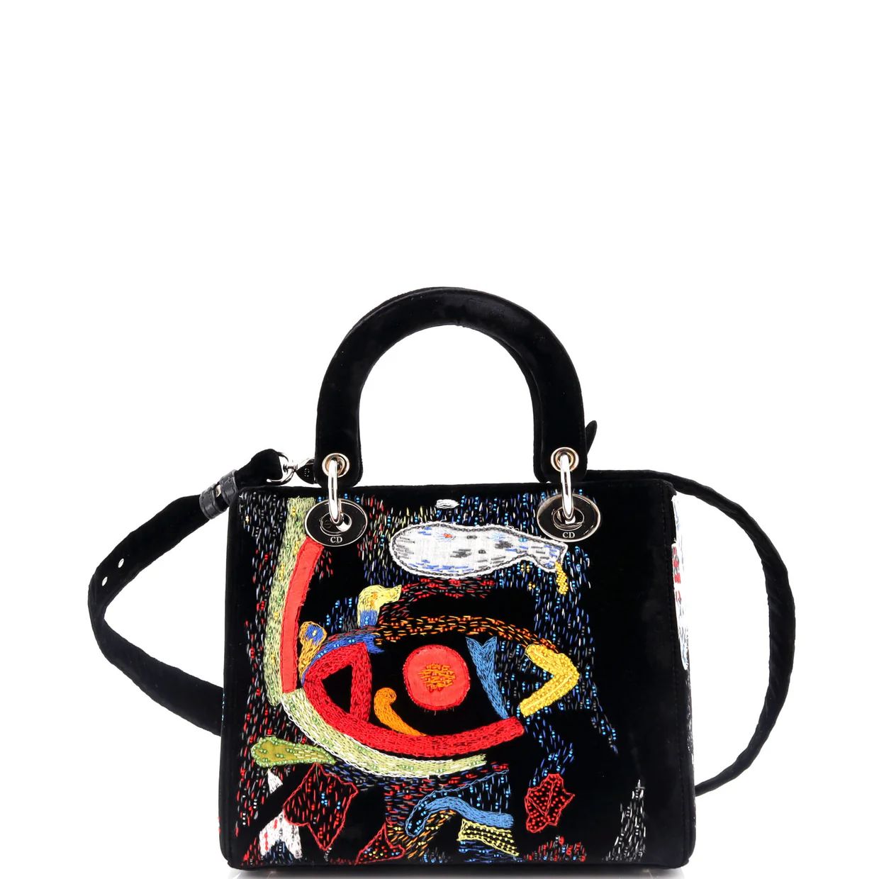 Lady Dior Art Bag Limited Edition Spencer Sweeney Embroidered Velvet Medium - Deep Luxury