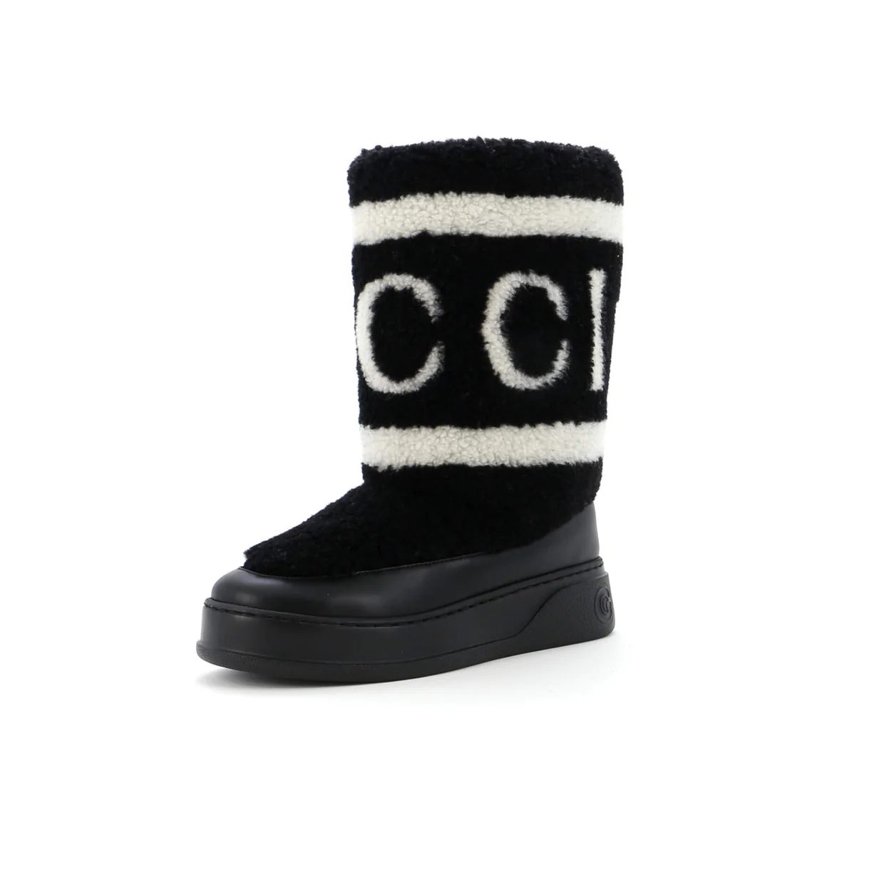 Women's Zueus Logo Cold Weather Flat Boots Leather and Shearling - Deep Luxury