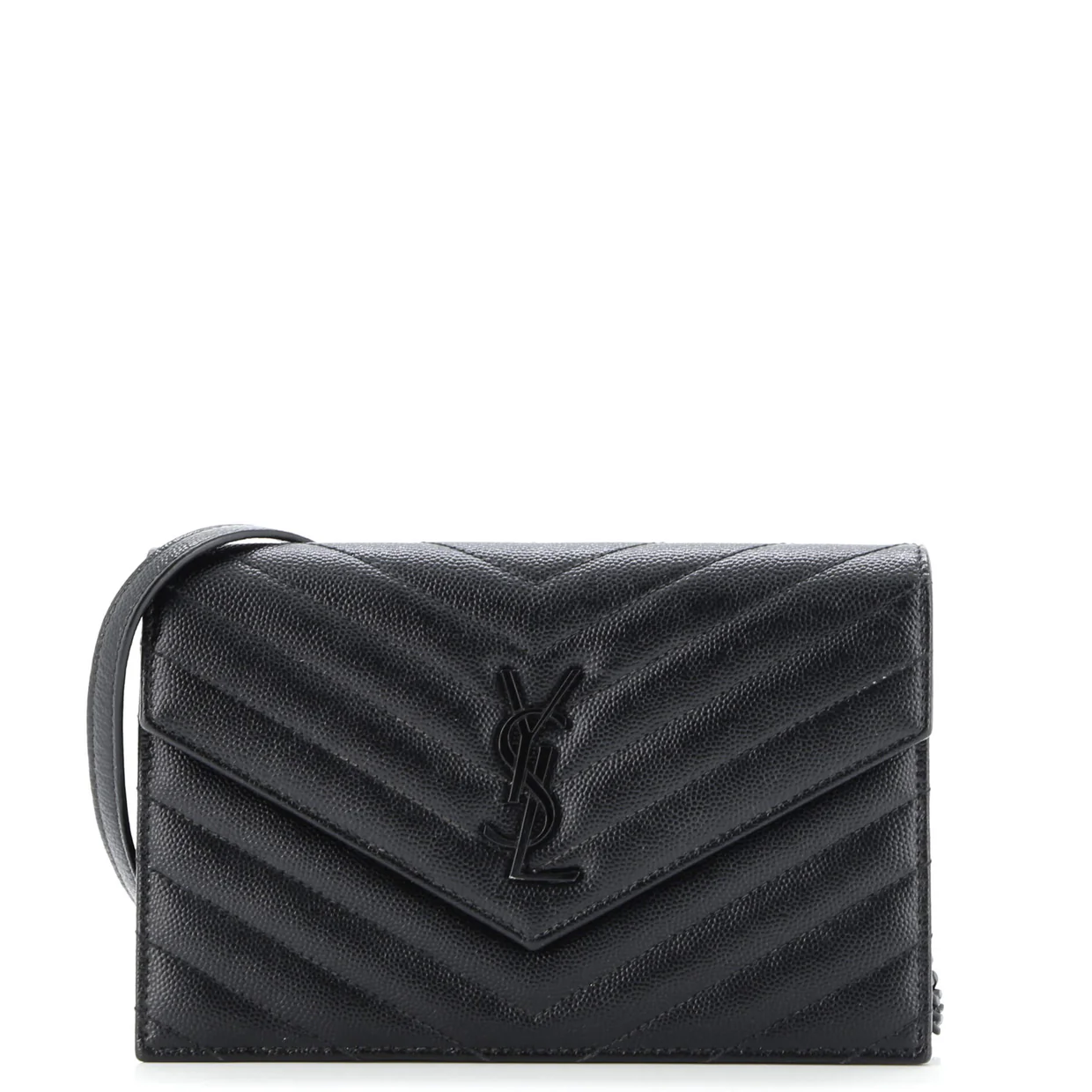 Classic Monogram Wallet on Chain Matelasse Chevron Leather Small - Deep Luxury