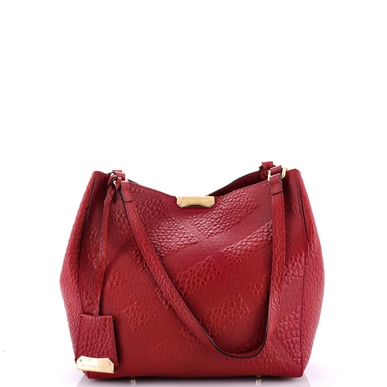 Canter Tote Check Embossed Leather Small - Deep Luxury