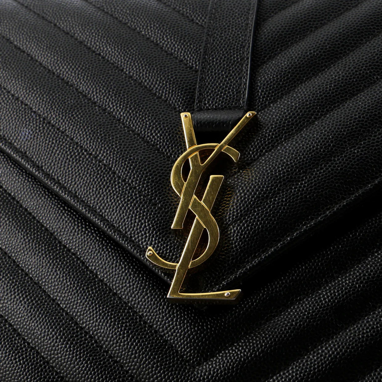 Classic Monogram Envelope Satchel Matelasse Chevron Leather Large - Deep Luxury