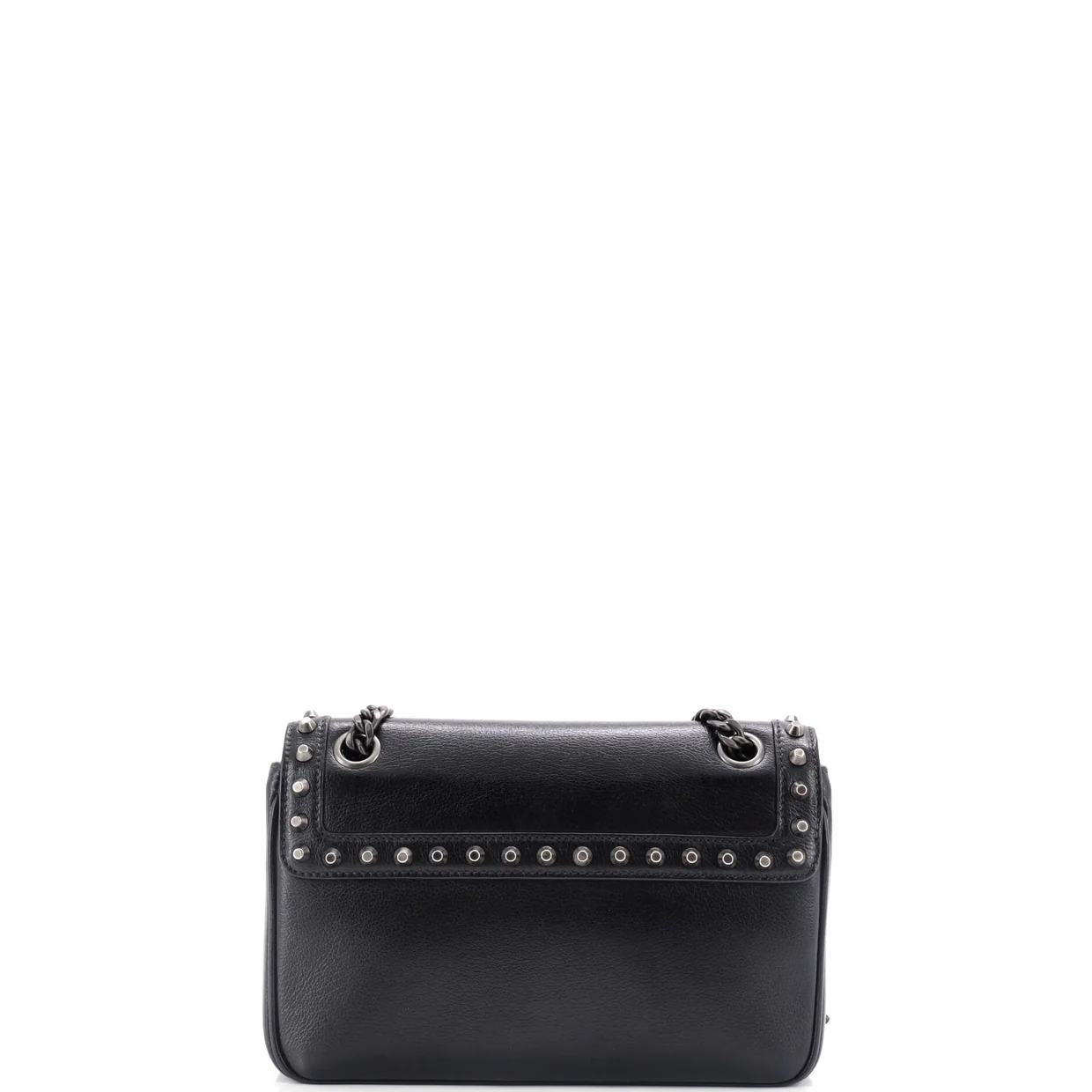 Chain Flap Bag Studded Glazed Calfskin Medium - Deep Luxury