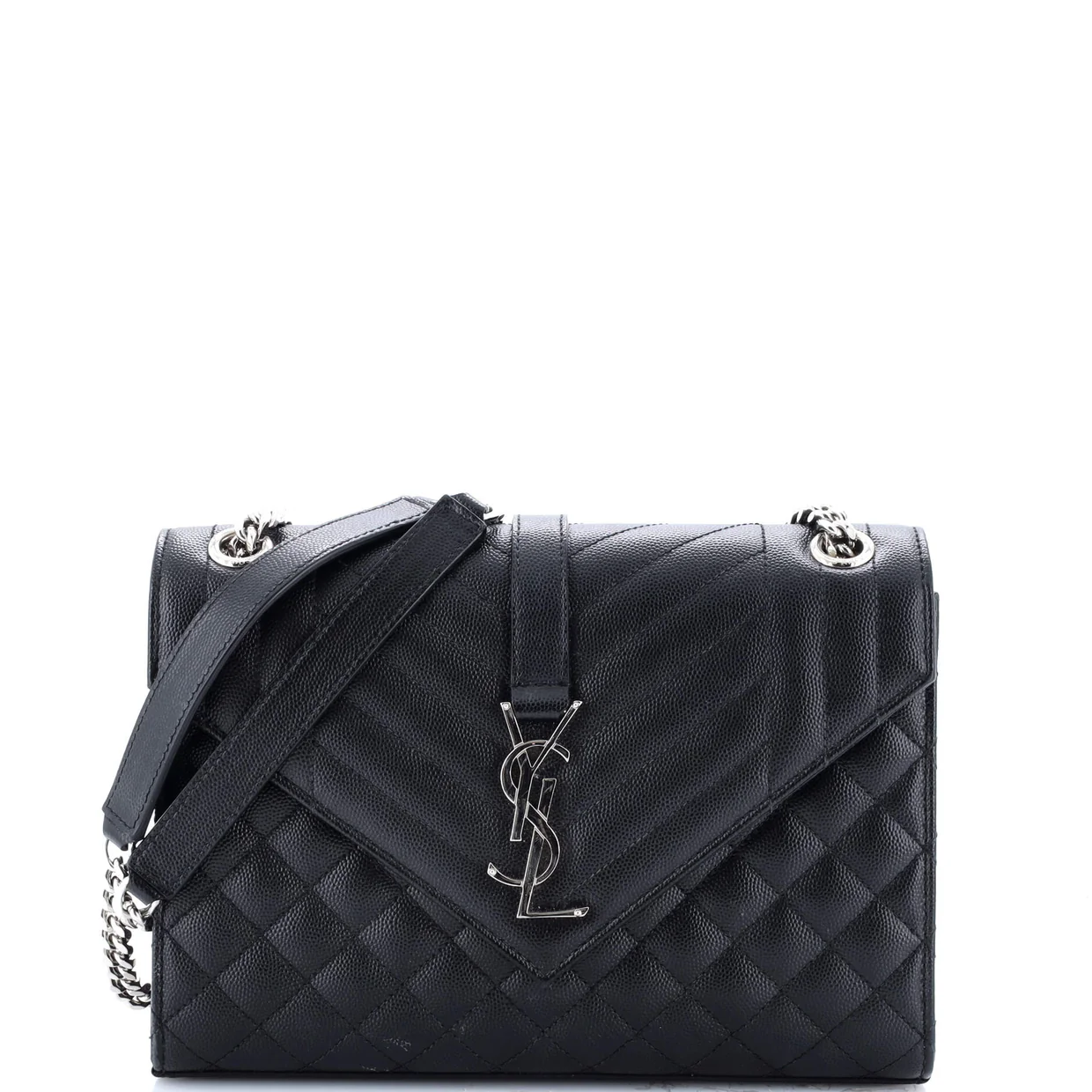 Classic Monogram Envelope Satchel Mixed Matelasse Leather Medium - Deep Luxury