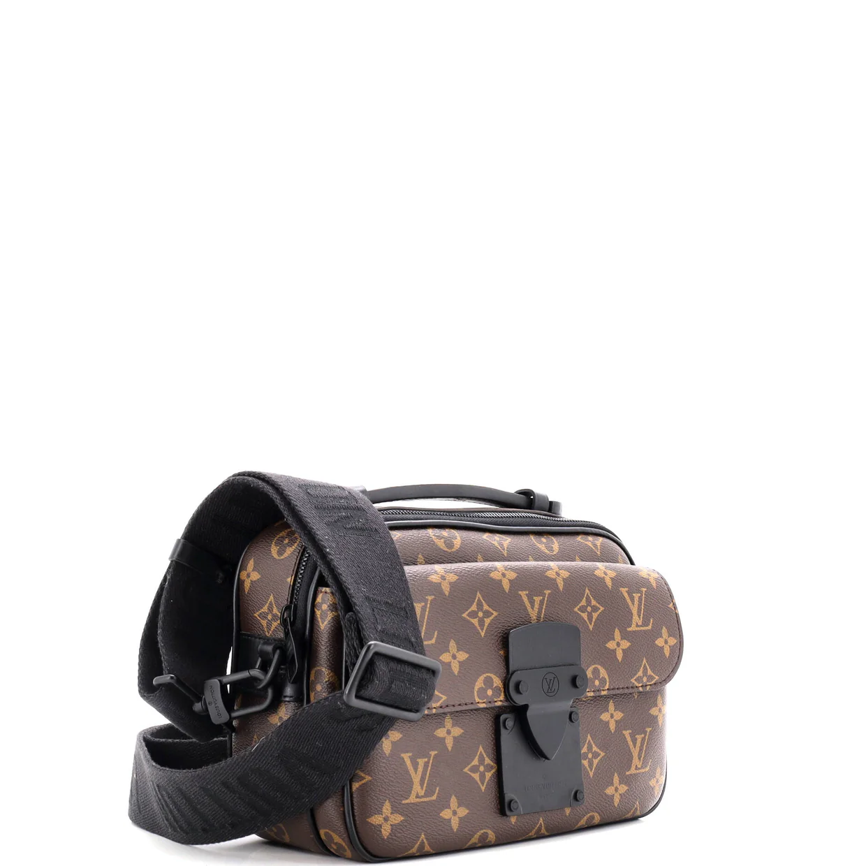 S Lock Messenger Bag Macassar Monogram Canvas - Deep Luxury