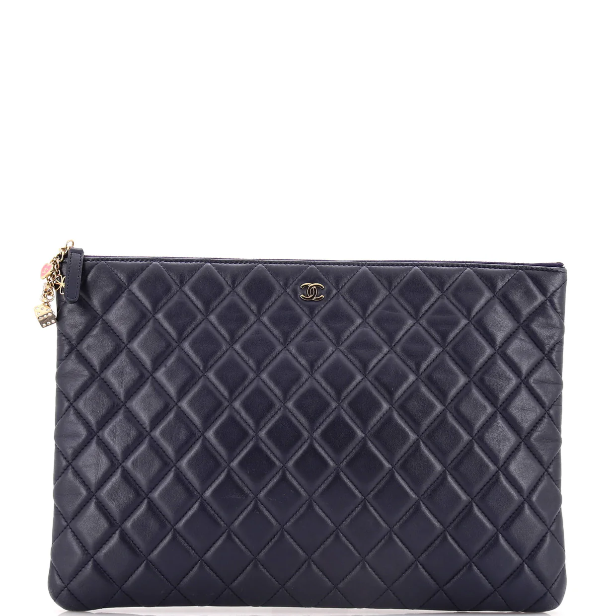 CC Casino O Case Clutch Quilted Lambskin Large - Deep Luxury