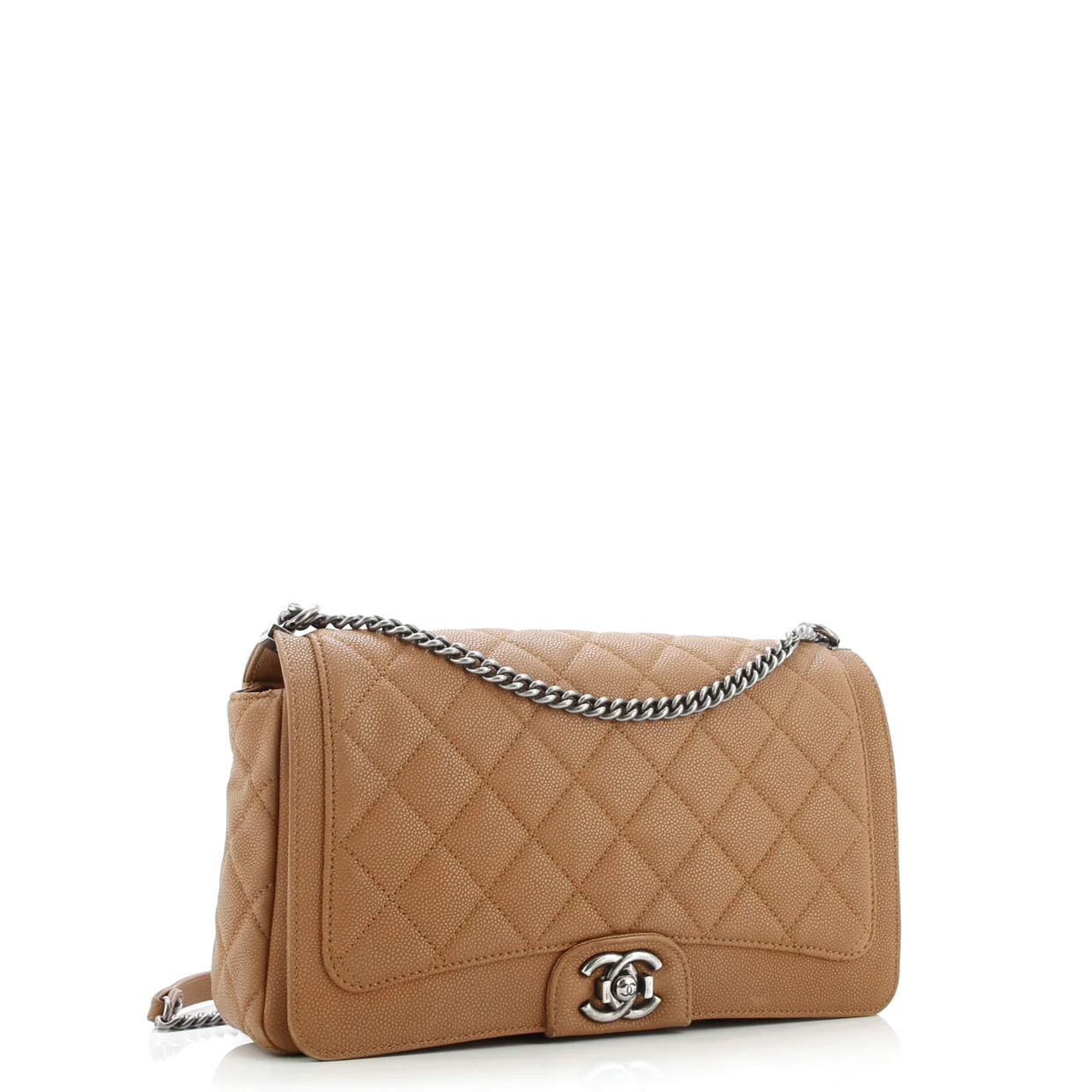 Turn Around Ligne Flap Bag Quilted Washed Caviar Large - Deep Luxury