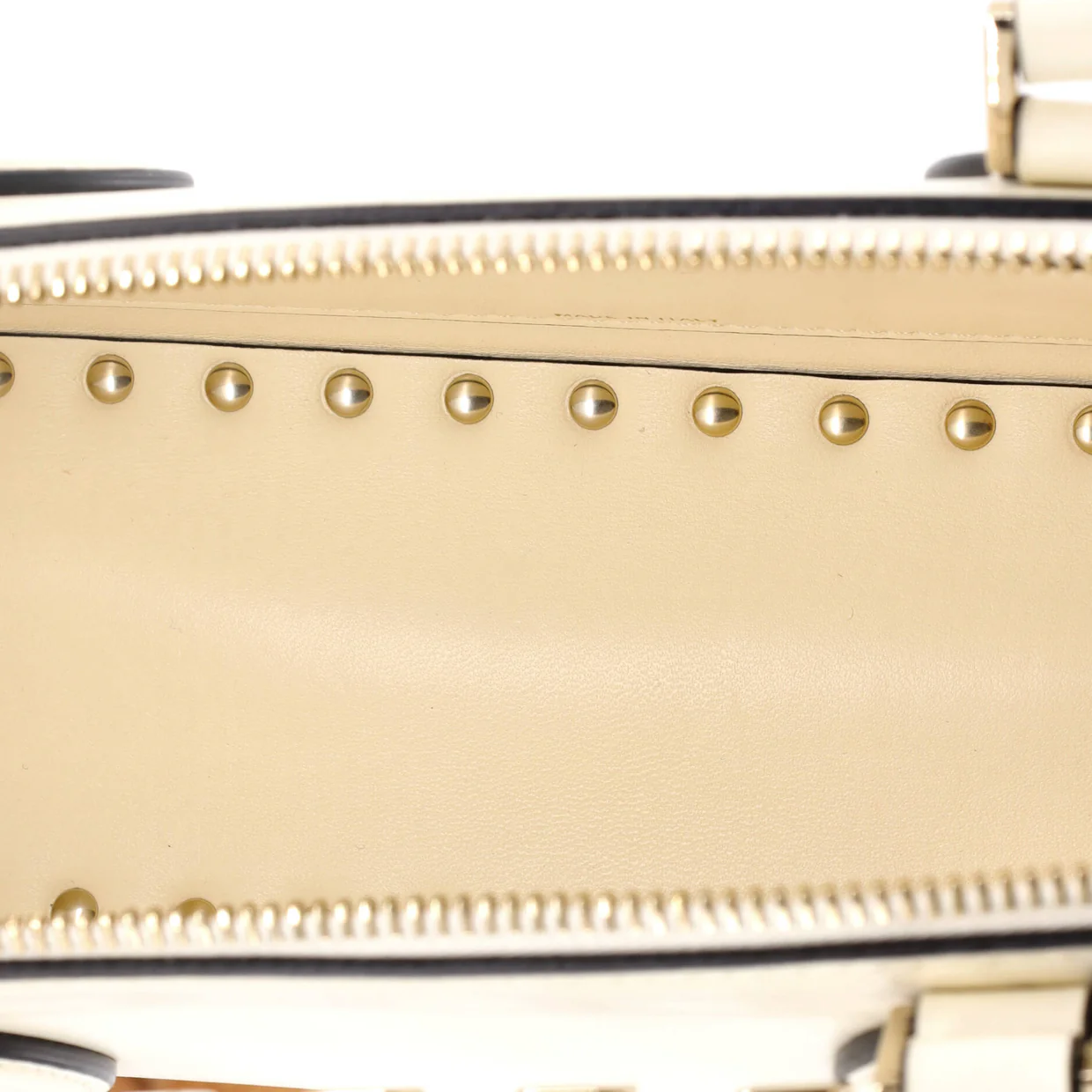 Rockstud Zip Up Top Handle Bag Leather East West - Deep Luxury