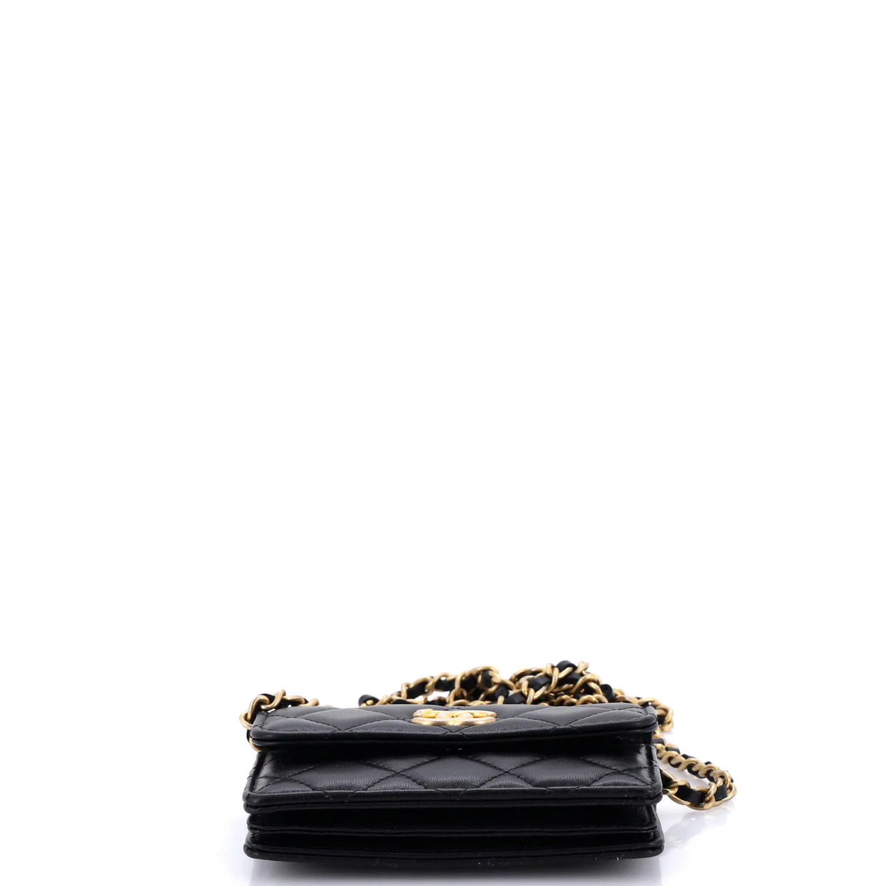 Pearl Crown Clutch with Chain Quilted Lambskin - Deep Luxury
