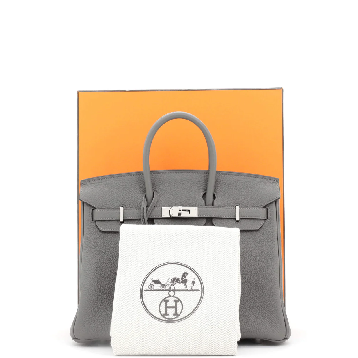 Birkin Handbag Grey Togo with Palladium Hardware 25 - Deep Luxury